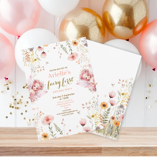 Pastel Fairy Blumengarten Tee Party Geburtstag Einladung