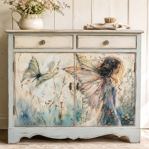 Pastel Fairy Meadow Butterfly & Floral Decoupage Seidenpapier