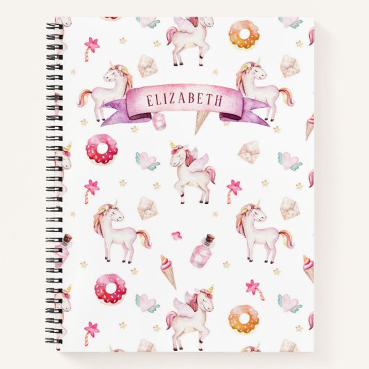 Pastel Fairytale Einhorn Muster Personalisierter N Notizblock (Vorderseite)