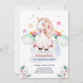 Pastel Fairytale Unicorn Girl Einladung (Vorderseite)