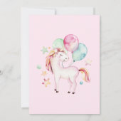 Pastel Fairytale Unicorn Girl Einladung (Rückseite)
