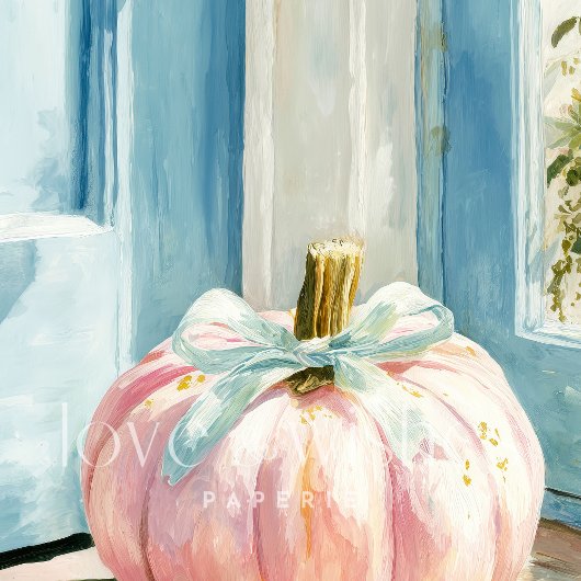 Pastel Fall Pink Pumpkin mit Bow Poster
