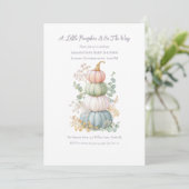 Pastel Fall Pumpkin Baby Dusche Einladung (Stehend Vorderseite)