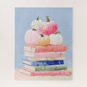 Pastel Fall Pumpkins on Books Wall Art Puzzle (Vertikal)