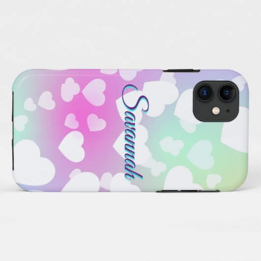 Pastel Fallende Herzen Personalisiert Case-Mate iPhone Hülle (Rückseite (Horizontal))