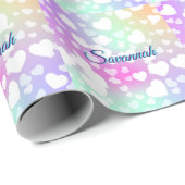 Pastel Fallende Herzen Personalisiert Geschenkpapier (Rolleneckpunkt)