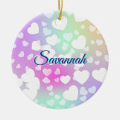 Pastel Fallende Herzen Personalisiert Keramik Ornament (Vorne)