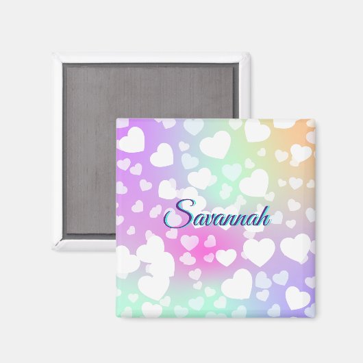 Pastel Fallende Herzen Personalisiert Magnet (Vorderseite/Rückseite)