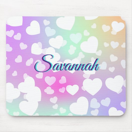 Pastel Fallende Herzen Personalisiert Mousepad (Vorne)