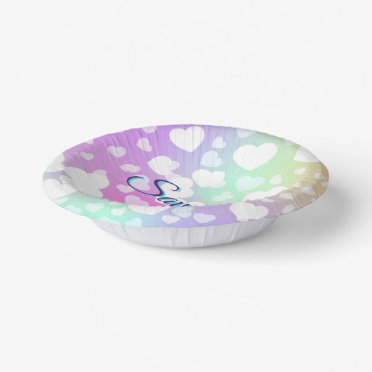 Pastel Fallende Herzen Personalisiert Pappteller (Gewinkelt)