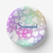 Pastel Fallende Herzen Personalisiert Pappteller (Vorderseite)