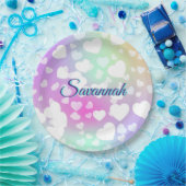 Pastel Fallende Herzen Personalisiert Pappteller (Party)