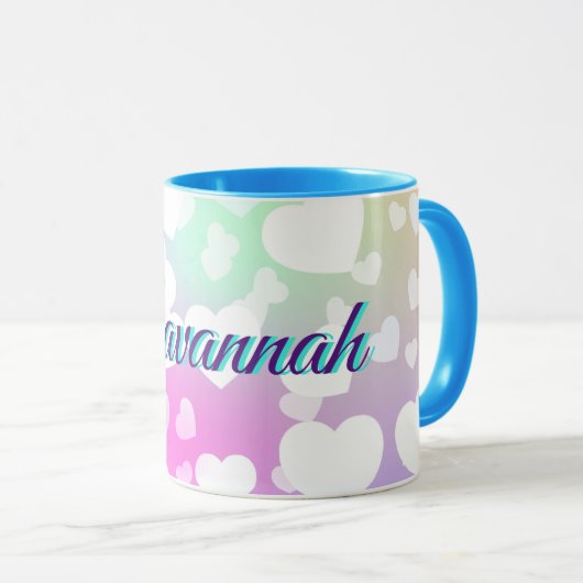Pastel Fallende Herzen Personalisiert Tasse (VorderseiteRechts)