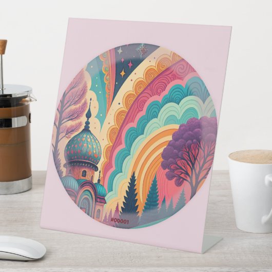 Pastel Fantasy Dome Pedestal Sign - Anpassbar Sockelschild (In Situ)