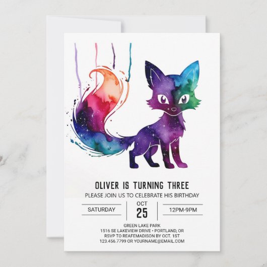Pastel Fantasy Fox Digital Boy Geburtstag Einladung (Vorderseite)
