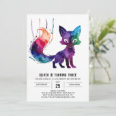 Pastel Fantasy Fox Digital Boy Geburtstag Einladung (Stehend Vorderseite)