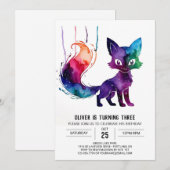 Pastel Fantasy Fox Digital Boy Geburtstag Einladung (Vorne/Hinten)