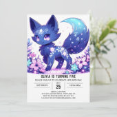 Pastel Fantasy Fox Digital Geburtstag Einladung (Stehend Vorderseite)