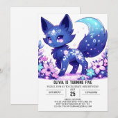 Pastel Fantasy Fox Digital Geburtstag Einladung (Vorne/Hinten)