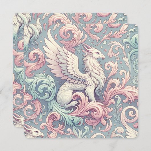 Pastel Fantasy Griffin Einladung (Vorne/Hinten)