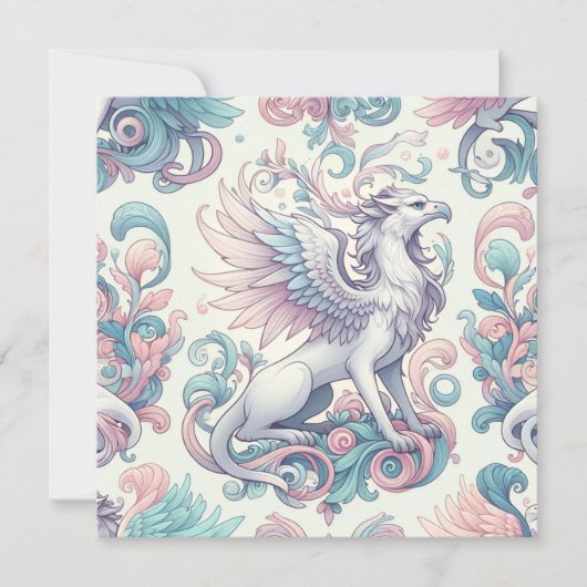 Pastel Fantasy Griffin Einladung (Vorderseite)