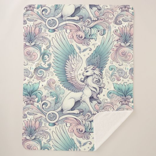 Pastel Fantasy Griffin Sherpadecke (Vorderseite)