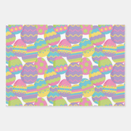 PASTEL FARBBIGE EISER UND GRÜNE POLKS-DOPPEN IM OS GESCHENKPAPIER SET