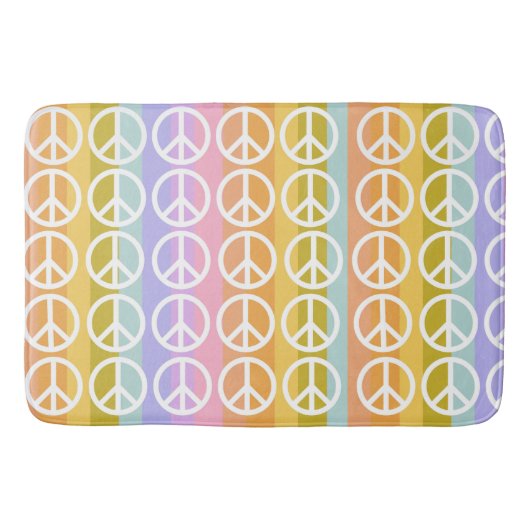 PASTEL-FARBENE PEACE-SYMBOLE BADEMATTE (Vorderseite)