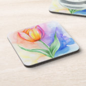PASTEL FARBENE WASSERFARBENSPRINGTULIPS GETRÄNKEUNTERSETZER (Linke Seite)