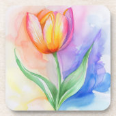 PASTEL FARBENE WASSERFARBENSPRINGTULIPS GETRÄNKEUNTERSETZER (Vorderseite)