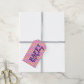 Pastel farbenfrohe Polka Dot auf rosa Happy Birthd Geschenkanhänger (Mit Garn)