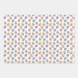 PASTEL FARBIGE EISER UND LILA POLKA-HUNDEN IM OSTE GESCHENKPAPIER SET