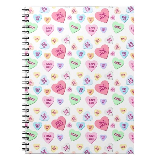 PASTEL-FARBIGE VALENTINKONVERSATION HERZEN NOTIZBLOCK (Vorderseite)