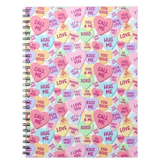 PASTEL-FARBIGE VALENTINKONVERSATION HERZEN NOTIZBLOCK (Vorderseite)