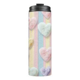 PASTEL-FARBSTREIFEN UND VALENTINE-HERZEN THERMOSBECHER