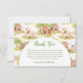 Pastel Farm Animals Barnyard 1st Birthday Dankeskarte (Vorderseite)