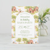 Pastel Farm Animals Barnyard 1st Birthday Einladung (Stehend Vorderseite)