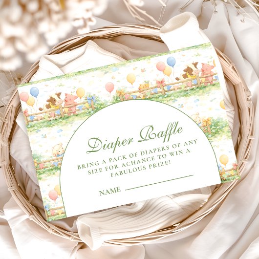 Pastel Farm Animals Garden Diapper Raffle Begleitkarte