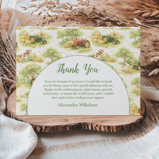 Pastel Farm Tractor Barnyard 1st Birthday Dankeskarte