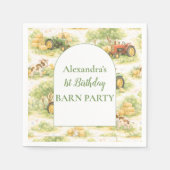 Pastel Farm Tractor Barnyard 1st Birthday Serviette (Vorderseite)