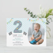 Pastel Fast Two Birthday Car Einladung (Stehend Vorderseite)
