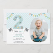 Pastel Fast Two Birthday Race Einladung (Vorderseite)