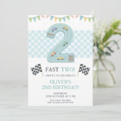 Pastel Fast Two Geburtstagsrennen Einladung (Stehend Vorderseite)