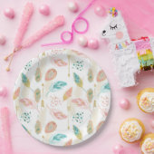 Pastel Feathers Pink Aquamarin Gold Pfeile Papierp Pappteller (Party)