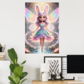 Pastel-Fee-Hase – Magisches Fantasy-Poster-Kunstwe Poster (Heimbüro)