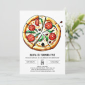 Pastel Feinschmecker Pizza Birthday Einladung (Stehend Vorderseite)