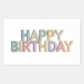 Pastel Felt Letters Happy Birthday Rechteckiger Aufkleber (Vorderseite)