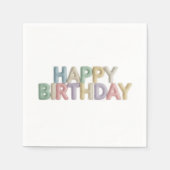  Pastel Felt Letters Happy Birthday Serviette (Vorderseite)