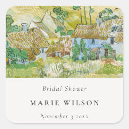 Pastel Fields Berglandschaft Brautparty Quadratischer Aufkleber