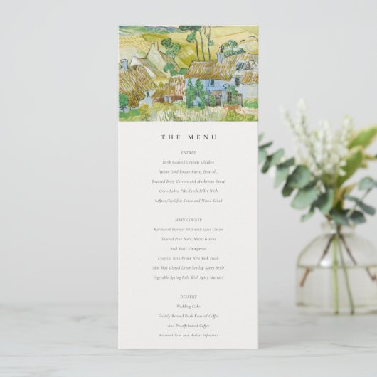 Pastel Fields Mountain Landscape Wedding Menu Card Einladung (Stehend Vorderseite)